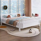 Lit plateforme Bellemave pour enfants avec barrières de sécurité et clôture amovible, lit en bois à profil bas pour garçons et filles