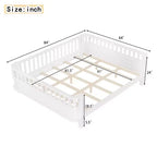 Lit plateforme Bellemave pour enfants avec barrières de sécurité et clôture amovible, lit en bois à profil bas pour garçons et filles