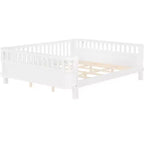 Lit plateforme Bellemave pour enfants avec barrières de sécurité et clôture amovible, lit en bois à profil bas pour garçons et filles