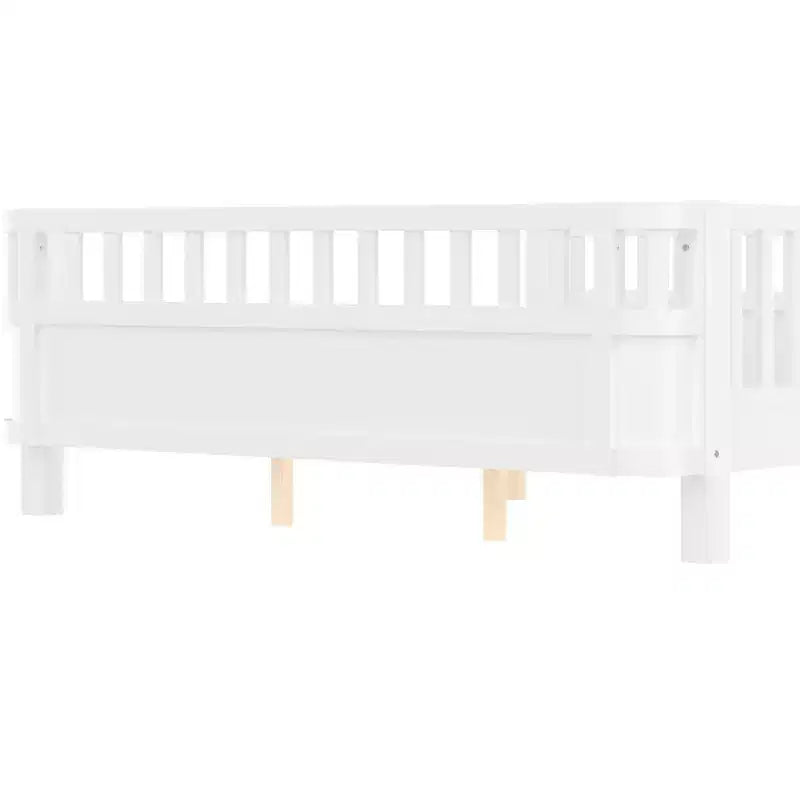 Lit plateforme Bellemave pour enfants avec barrières de sécurité et clôture amovible, lit en bois à profil bas pour garçons et filles
