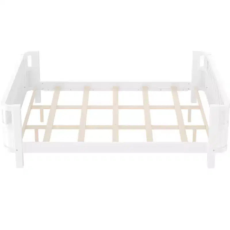 Lit plateforme Bellemave pour enfants avec barrières de sécurité et clôture amovible, lit en bois à profil bas pour garçons et filles
