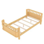 Lit plateforme Bellemave pour enfants avec barrières de sécurité et clôture amovible, lit en bois à profil bas pour garçons et filles