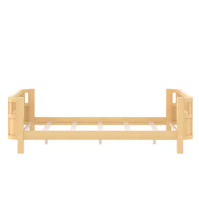 Lit plateforme Bellemave pour enfants avec barrières de sécurité et clôture amovible, lit en bois à profil bas pour garçons et filles