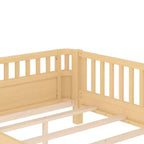 Lit plateforme Bellemave pour enfants avec barrières de sécurité et clôture amovible, lit en bois à profil bas pour garçons et filles