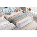 Lit plateforme Bellemave pour enfants avec barrières de sécurité et clôture amovible, lit en bois à profil bas pour garçons et filles