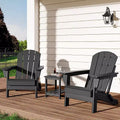 Folding Adirondack Chair Set of 2 with Side Table, 380lb Capacity HDPE All-Weather for Patio Deck Pool Backyard Fire Pit, Black
