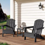 Folding Adirondack Chair Set of 2 with Side Table, 380lb Capacity HDPE All-Weather for Patio Deck Pool Backyard Fire Pit, Black