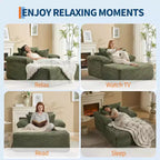 48.8'' Corduroy Chaise Lounge Chair Indoor, Boneless Sofa Bed, Oversized Sleeper Sofa, Cloud Couch Reading Chair for Living Room, No Assembly