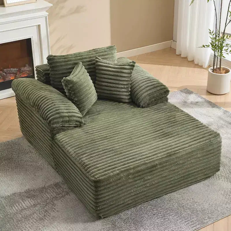 48.8'' Corduroy Chaise Lounge Chair Indoor, Boneless Sofa Bed, Oversized Sleeper Sofa, Cloud Couch Reading Chair for Living Room, No Assembly