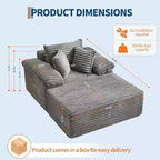 48.8'' Corduroy Chaise Lounge Chair Indoor, Boneless Sofa Bed, Oversized Sleeper Sofa, Cloud Couch Reading Chair for Living Room, No Assembly