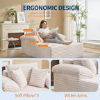 48.8'' Corduroy Chaise Lounge Chair Indoor, Boneless Sofa Bed, Oversized Sleeper Sofa, Cloud Couch Reading Chair for Living Room, No Assembly