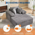 48.8'' Corduroy Chaise Lounge Chair Indoor, Boneless Sofa Bed, Oversized Sleeper Sofa, Cloud Couch Reading Chair for Living Room, No Assembly