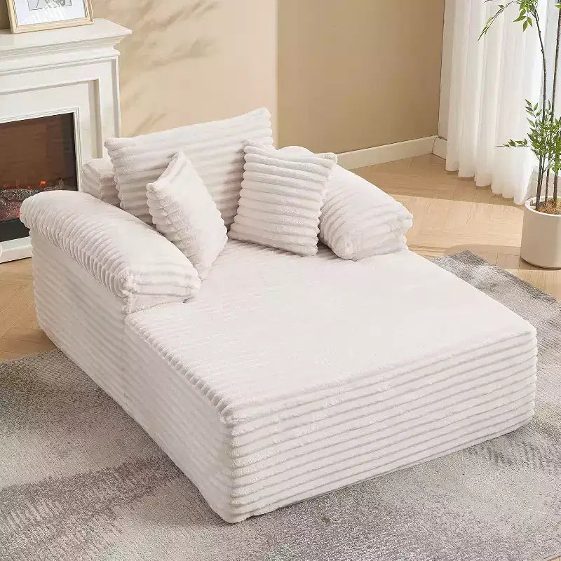 48.8'' Corduroy Chaise Lounge Chair Indoor, Boneless Sofa Bed, Oversized Sleeper Sofa, Cloud Couch Reading Chair for Living Room, No Assembly