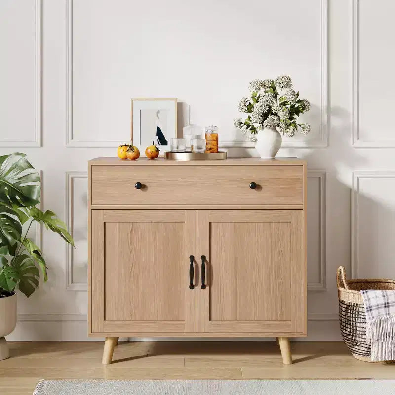 Buffet de Rangement avec Porte et Tiroir, Table de Bar, Meuble d'Appoint avec Rangement, Buffet pour Cuisine Salle à Manger Entrée