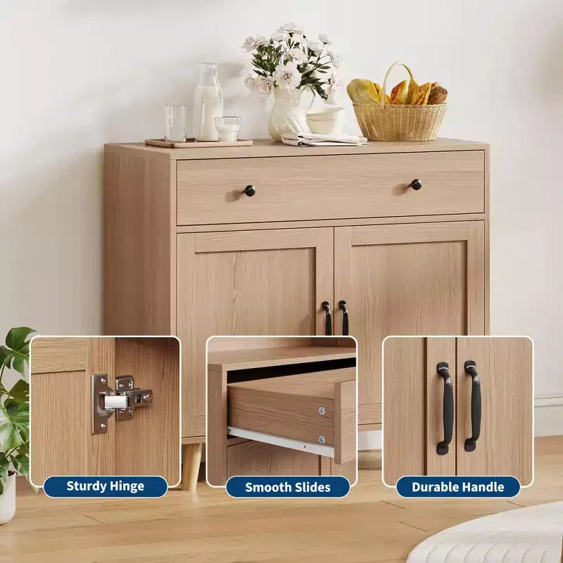 Buffet de Rangement avec Porte et Tiroir, Table de Bar, Meuble d'Appoint avec Rangement, Buffet pour Cuisine Salle à Manger Entrée