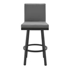 HomeRoots 30 Gray And Black Faux Leather And Iron Swivel Bar Height Bar Chair