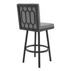 HomeRoots 30 Gray And Black Faux Leather And Iron Swivel Bar Height Bar Chair