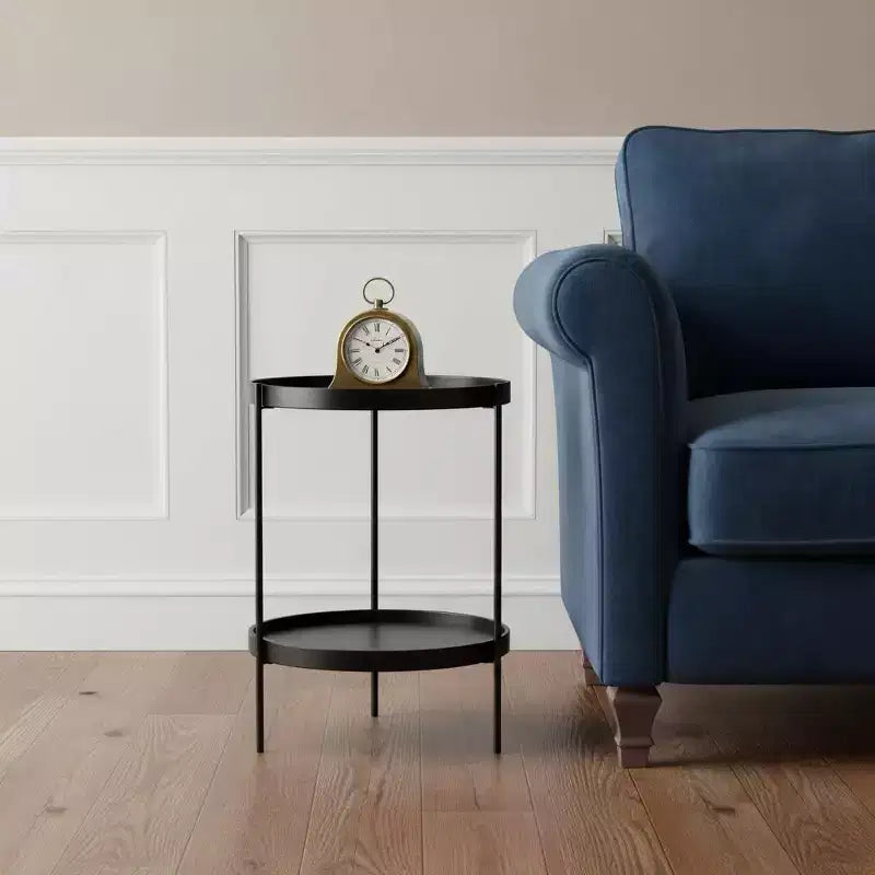 HomeRoots 24 Black Manufactured Wood And Iron Round End Table With Shelf