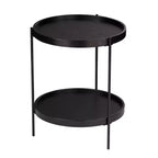 HomeRoots 24 Black Manufactured Wood And Iron Round End Table With Shelf