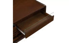JVNOXK 47.2-inch Modern Wooden Rectangular Coffee Table with 4 Drawers and 2 Display Shelves, Tempered Glass Top, Suitable for Living Room, Brown