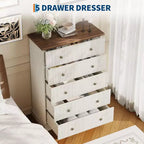 Fluted 5-Drawer Tall Dresser, Modern Vertical Storage Chest for Bedroom, Slim Wood Dresser with Metal Handles for Small Spaces & Apartments