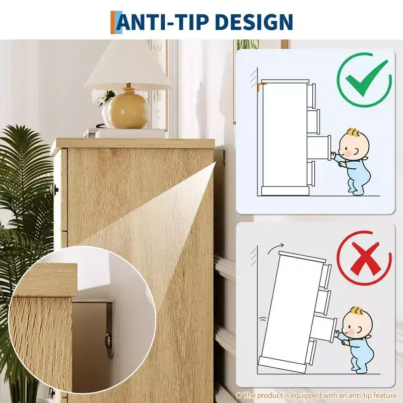 Fluted 5-Drawer Tall Dresser, Modern Vertical Storage Chest for Bedroom, Slim Wood Dresser with Metal Handles for Small Spaces & Apartments