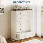 Fluted 5-Drawer Tall Dresser, Modern Vertical Storage Chest for Bedroom, Slim Wood Dresser with Metal Handles for Small Spaces & Apartments