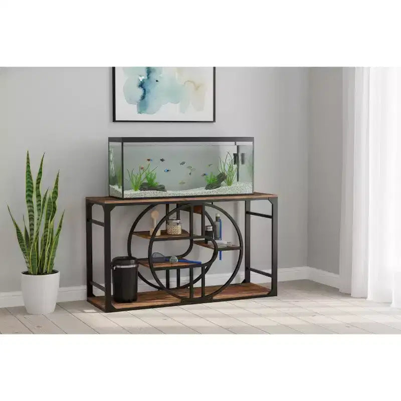Meuble d'aquarium en métal de 208 à 284 litres avec prises électriques, support d'aquarium robuste avec armoire de rangement, convient pour terrarium de tortues/reptiles