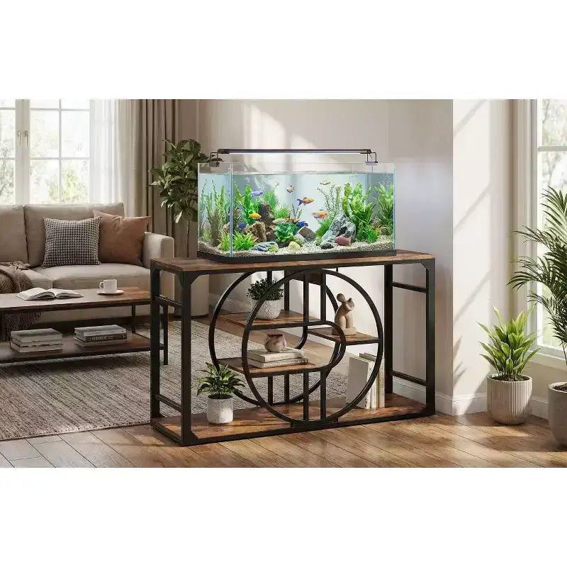 Meuble d'aquarium en métal de 208 à 284 litres avec prises électriques, support d'aquarium robuste avec armoire de rangement, convient pour terrarium de tortues/reptiles