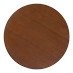 JVNOXK 15.70-inch round accent table, openwork weave Small rubberwood nightstand Rattan coffee table, wood tabletop Dark brown