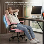 Chaise de bureau ergonomique Pinmoco avec coussin double couche, chaise de jeu avec roulettes et accoudoirs relevables, cuir PU