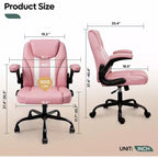 Chaise de bureau ergonomique Pinmoco avec coussin double couche, chaise de jeu avec roulettes et accoudoirs relevables, cuir PU