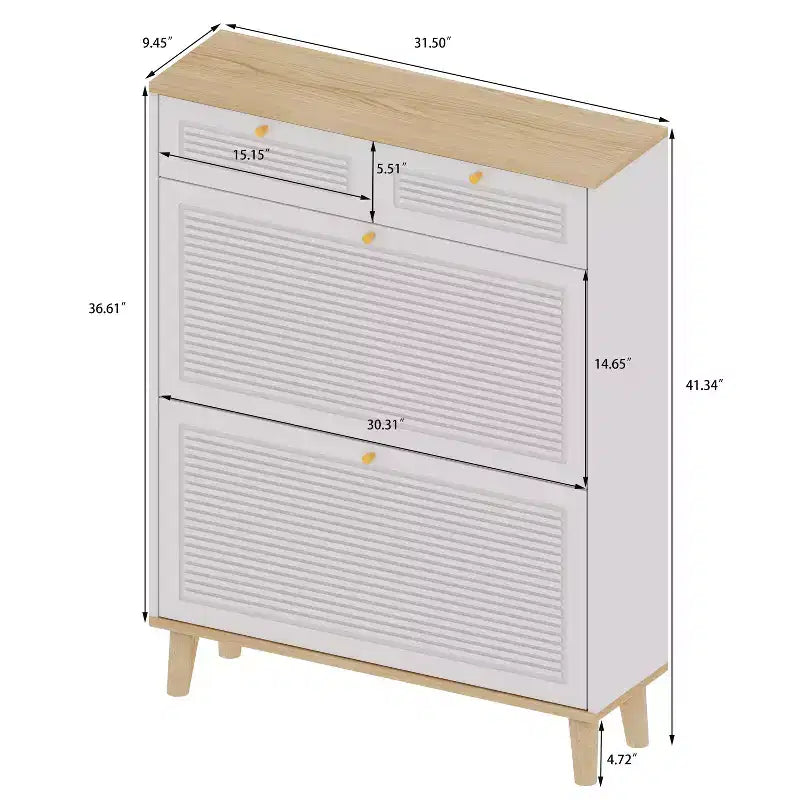 Meuble de rangement utilitaire autoportant FurnitureR avec portes battantes, meuble de rangement étroit et moderne pour chaussures, pour l'entrée, le salon, le couloir