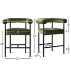 Lot de 2 tabourets de bar en velours hauteur comptoir, chaises de cuisine avec accoudoirs et dossier baquet rembourré de 24 pouces - Panipeachy