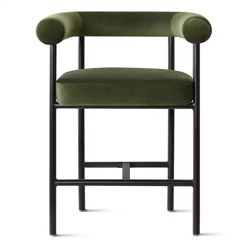Lot de 2 tabourets de bar en velours hauteur comptoir, chaises de cuisine avec accoudoirs et dossier baquet rembourré de 24 pouces - Panipeachy