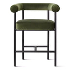 Lot de 2 tabourets de bar en velours hauteur comptoir, chaises de cuisine avec accoudoirs et dossier baquet rembourré de 24 pouces - Panipeachy