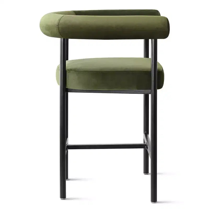 Lot de 2 tabourets de bar en velours hauteur comptoir, chaises de cuisine avec accoudoirs et dossier baquet rembourré de 24 pouces - Panipeachy