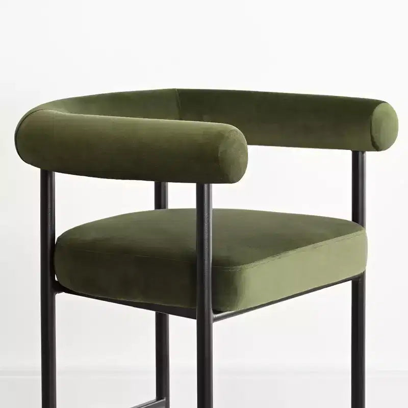Lot de 2 tabourets de bar en velours hauteur comptoir, chaises de cuisine avec accoudoirs et dossier baquet rembourré de 24 pouces - Panipeachy