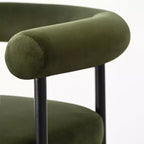 Lot de 2 tabourets de bar en velours hauteur comptoir, chaises de cuisine avec accoudoirs et dossier baquet rembourré de 24 pouces - Panipeachy