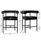 Lot de 2 tabourets de bar en velours hauteur comptoir, chaises de cuisine avec accoudoirs et dossier baquet rembourré de 24 pouces - Panipeachy