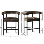 Lot de 2 tabourets de bar en velours hauteur comptoir, chaises de cuisine avec accoudoirs et dossier baquet rembourré de 24 pouces - Panipeachy