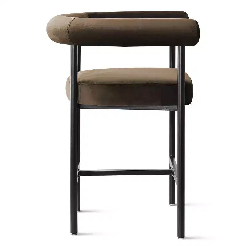 Lot de 2 tabourets de bar en velours hauteur comptoir, chaises de cuisine avec accoudoirs et dossier baquet rembourré de 24 pouces - Panipeachy