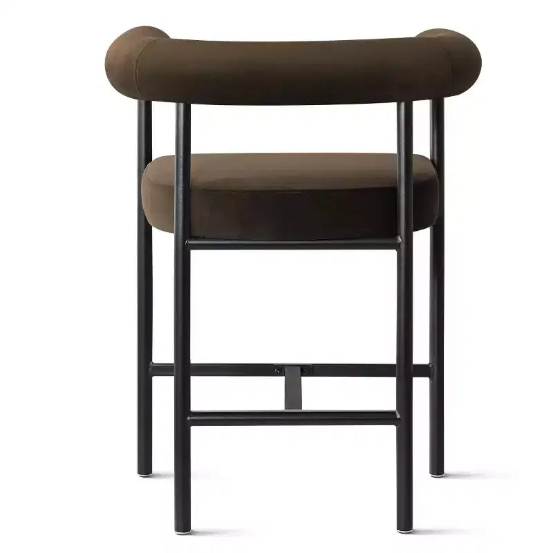 Lot de 2 tabourets de bar en velours hauteur comptoir, chaises de cuisine avec accoudoirs et dossier baquet rembourré de 24 pouces - Panipeachy