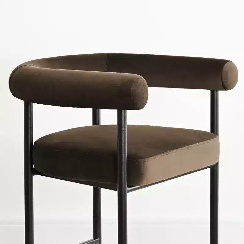 Lot de 2 tabourets de bar en velours hauteur comptoir, chaises de cuisine avec accoudoirs et dossier baquet rembourré de 24 pouces - Panipeachy