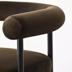 Lot de 2 tabourets de bar en velours hauteur comptoir, chaises de cuisine avec accoudoirs et dossier baquet rembourré de 24 pouces - Panipeachy