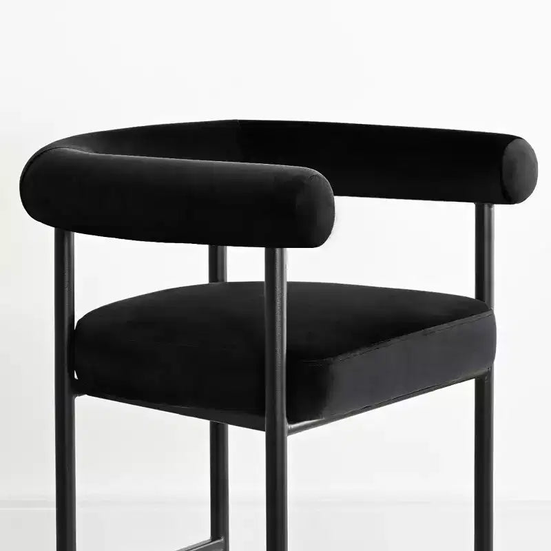 Lot de 2 tabourets de bar en velours hauteur comptoir, chaises de cuisine avec accoudoirs et dossier baquet rembourré de 24 pouces - Panipeachy