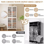 Bekrvio 71 Large Metal Shoe Cabinet with Doors, Adjustable Shelves, Shoe Closet Storage for Entryway Hallway Living Room