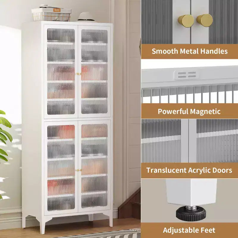 Bekrvio 71 Large Metal Shoe Cabinet with Doors, Adjustable Shelves, Shoe Closet Storage for Entryway Hallway Living Room