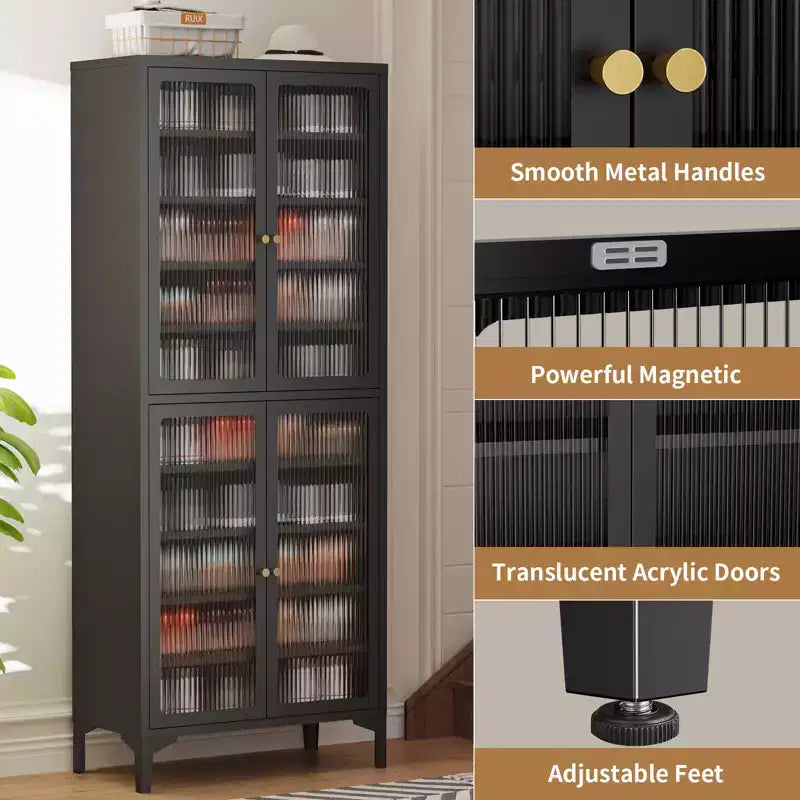Bekrvio 71 Large Metal Shoe Cabinet with Doors, Adjustable Shelves, Shoe Closet Storage for Entryway Hallway Living Room