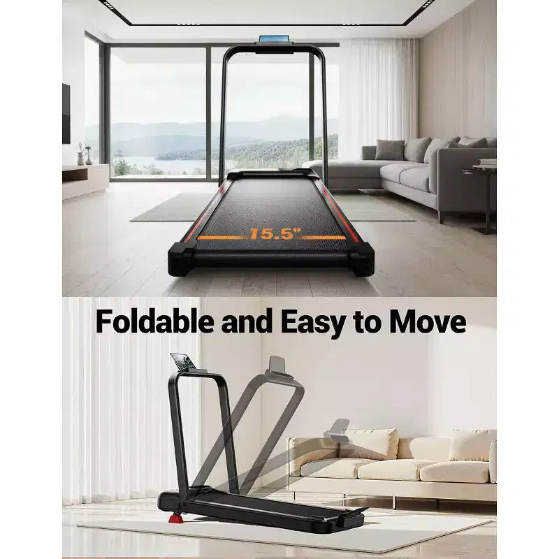 Tapis de course Walking Pad 4-en-1 avec inclinaison de 15 %, tapis de course pliable sous bureau pour la maison et le bureau, moteur silencieux de 2,5 CV